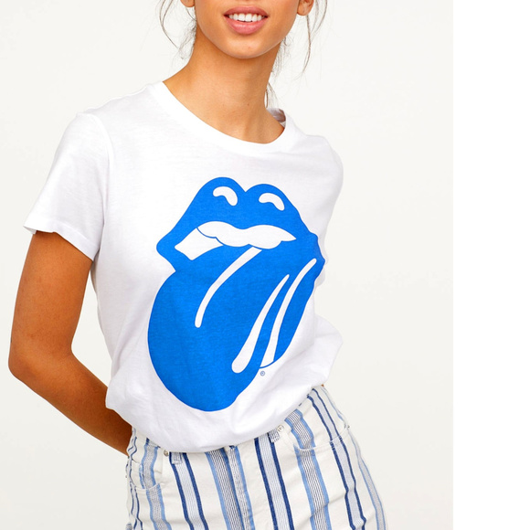 Rolling Stones Blue Tongue rock Official H&M Top Tee M NWT - Picture 1 of 3